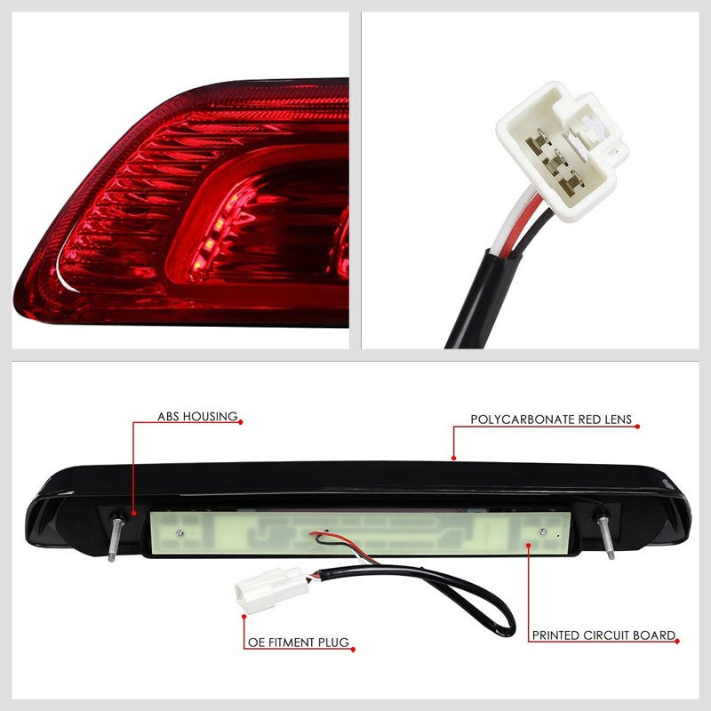 Chrome Housing Red Lens 3D LED Third Brake Light+Cargo Light For 07-20 Tundra