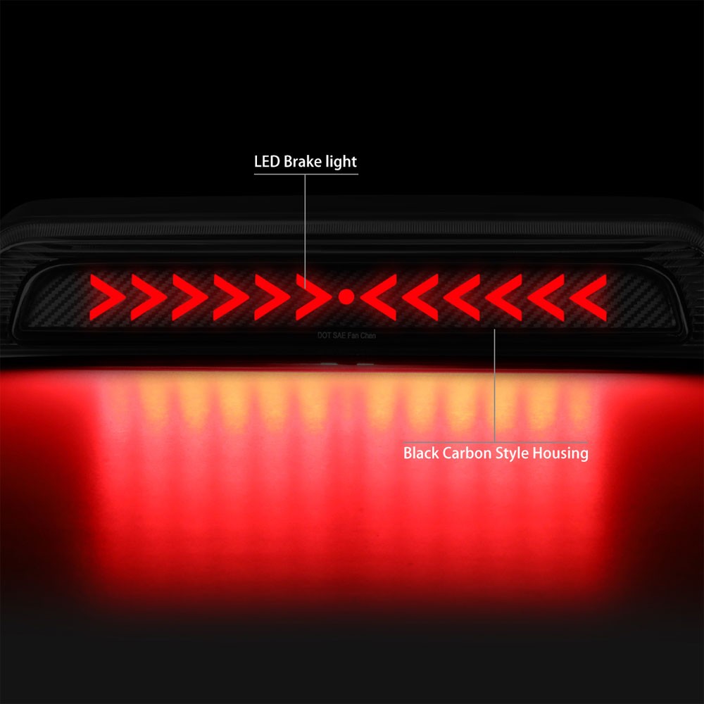 [Sequential Arrow LED] Carbon Look/Clear Len Third Brake Light For 07-20 Tundra