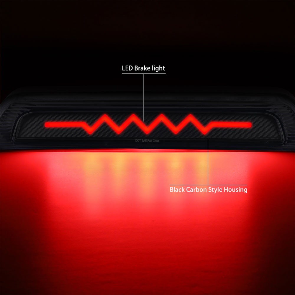 [Sequential Heartbeat LED] Carbon/Clear Len Third Brake Light For 07-20 Tundra