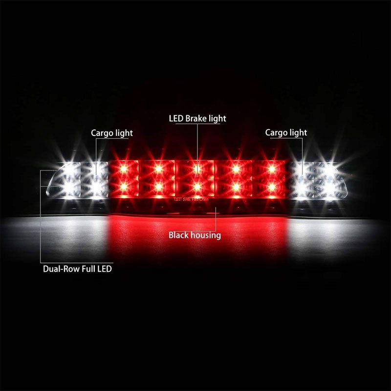 Black Third Brake/Reverse Red/White LED Cargo Light For 07-20 Toyota Tundra