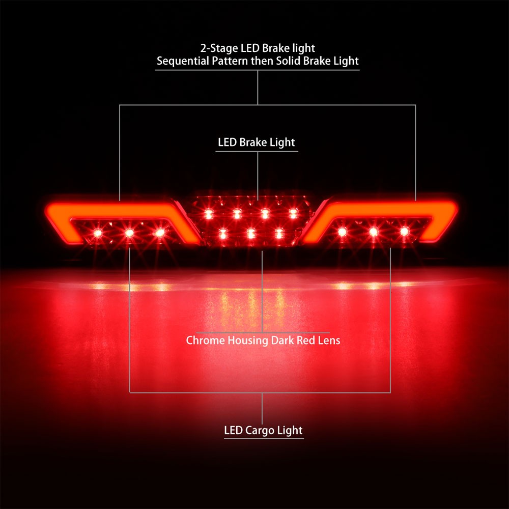 [Brake & Cargo LED] Red Len/Red Third Brake Light For 07-14 Silverado Sierra HD