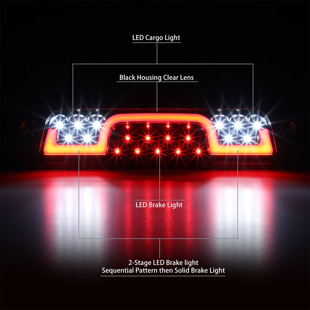 [Brake & Cargo LED] Clear Len Third Brake Light For 14-22 Silverado Sierra HD