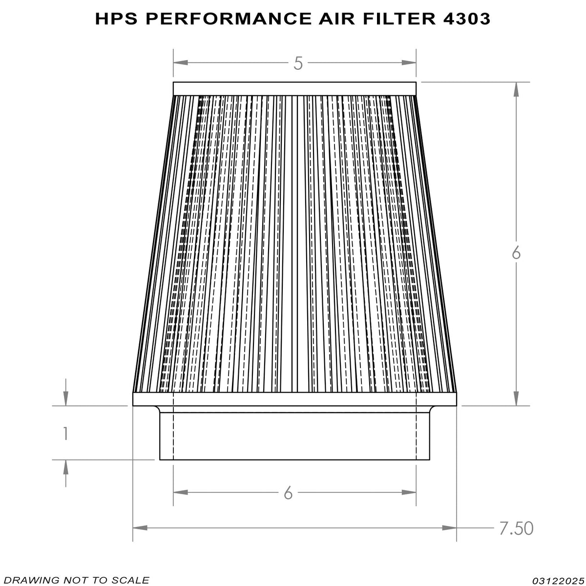 HPS 6" Universal Round Intake Air Filter [7" L, 7.5" Base] HPS-4303