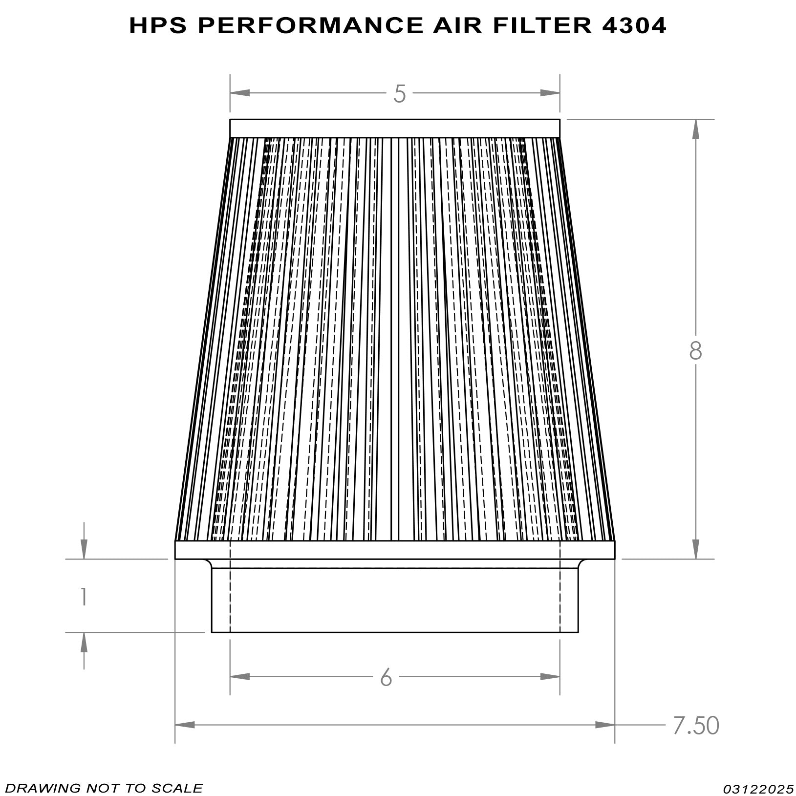 HPS 6" Universal Round Intake Air Filter [9" L, 7.5" Base] HPS-4304