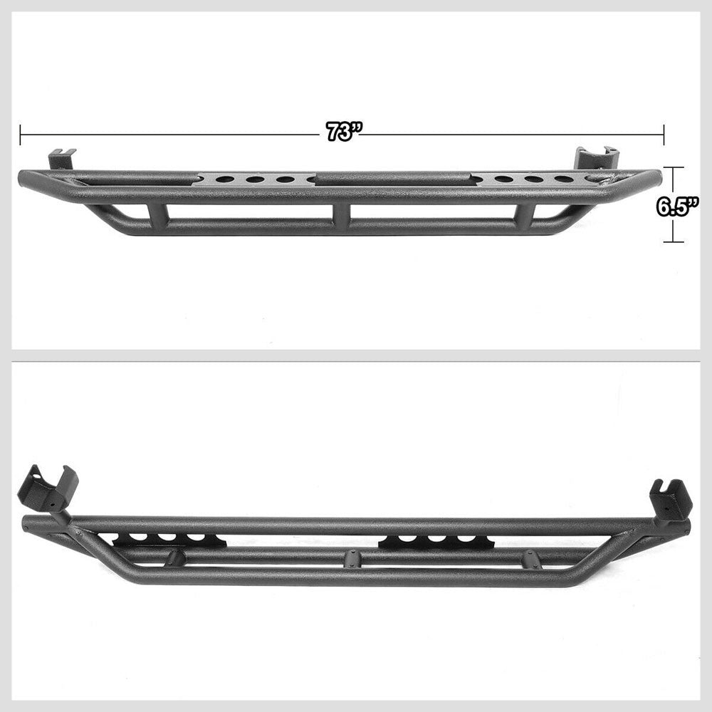 73" Steel Girder Black Running Board Nerf Bar For 18+ Jeep Wrangler JL 4Dr