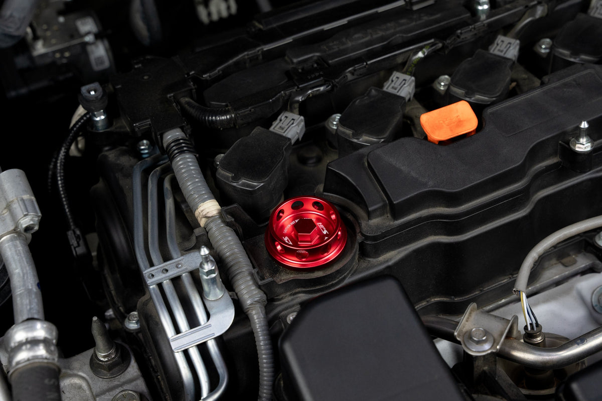 5269-104R HPS Red CNC Billet Aluminum Engine Oil Filler Cap Neck Sealing For Acura Honda