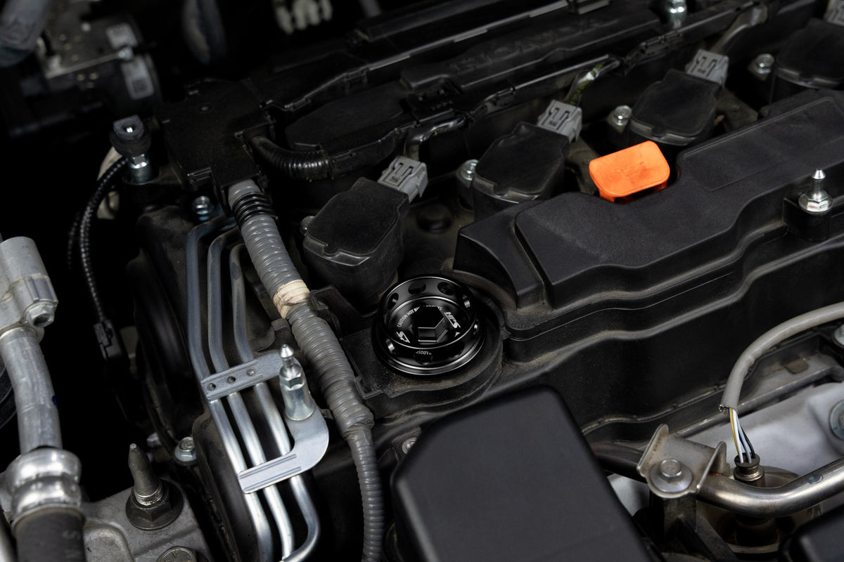 5269-104WB HPS Black CNC Billet Aluminum Engine Oil Filler Cap Cover For Acura Honda