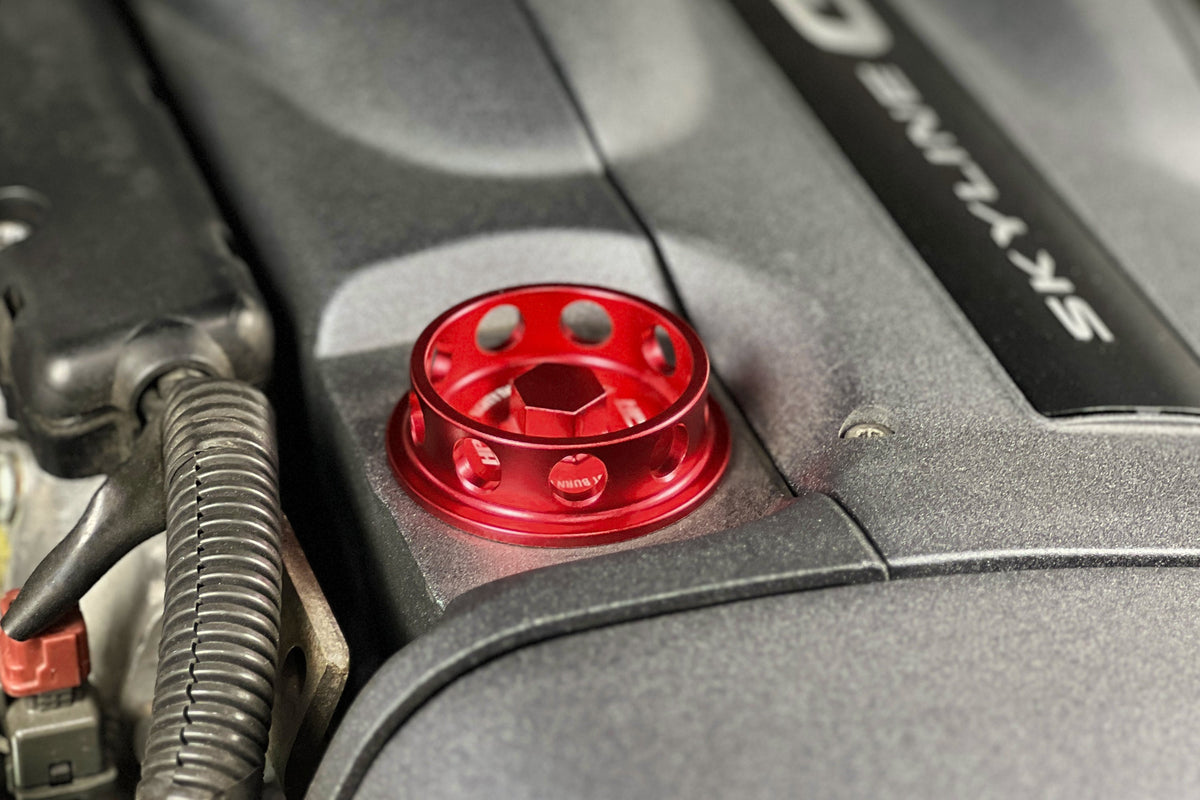 HPS Red CNC Billet Aluminum Engine Oil Filler Cap Neck Sealing For Nissan Infiniti 5269-108R