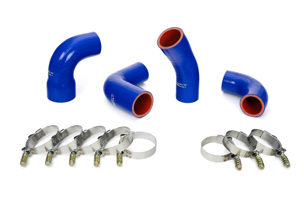 HPS Performance Blue 6-Ply Silicone Transmission Oil Cooler Hose Kit For 07-16 Mack MP7 Engine Replace OE# 85134464, 21794125, 21251570, 21794132, 21794129