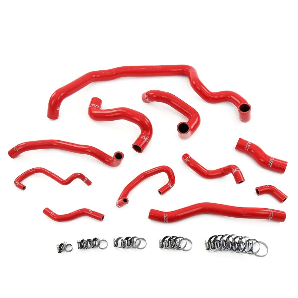 HPS Performance 57-1995-RED Silicone Radiator, Heater, Water Pump, And Expansion Tank Hose Kit For 07-12 Cooper 1.6T N14 Manual Trans