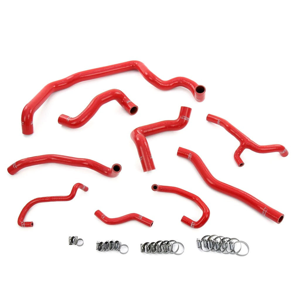 HPS Performance 57-1997-RED Silicone Radiator, Heater, Water Pump, And Expansion Tank Hose Kit For 11-15 Cooper 1.6T N18 Manual Trans
