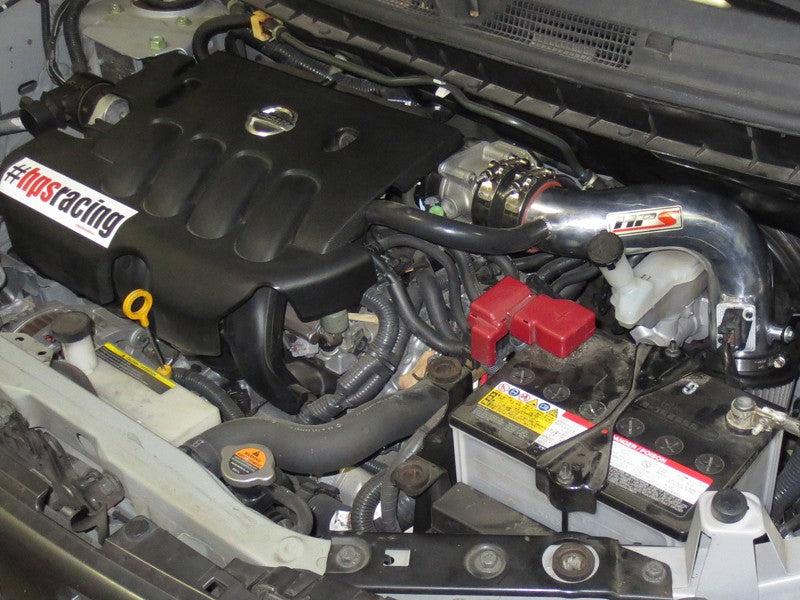 HPS Shortram Air Intake for 09-14 Nissan Cube 1.8L I4 Non-Turbo SKU 827-186P, polished installed engine bay view