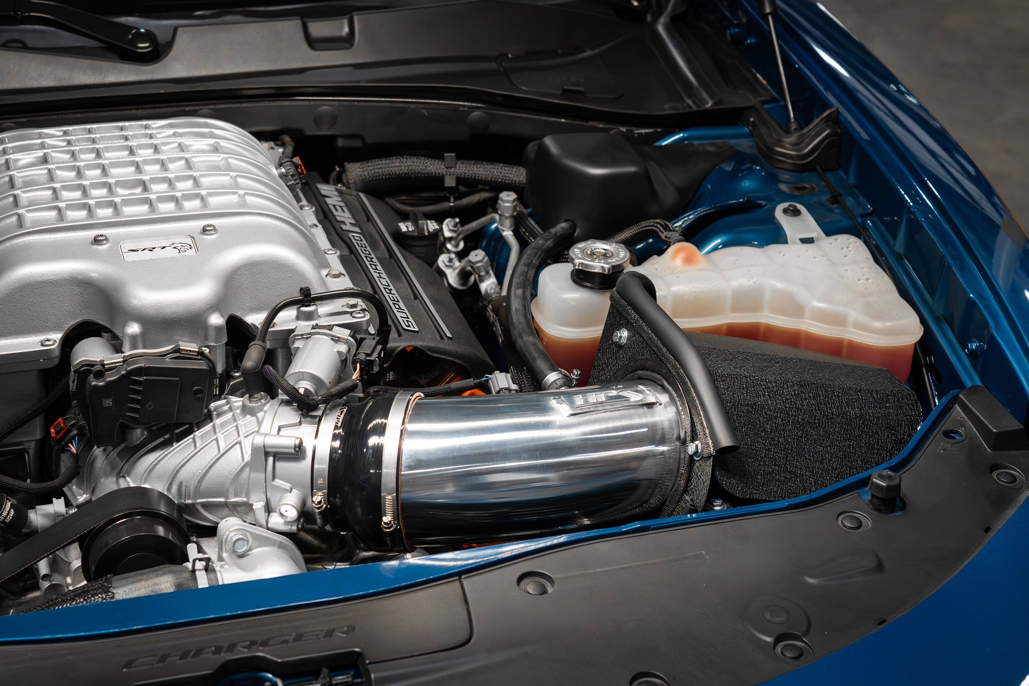 827-681BL HPS Blue Shortram Air Intake+Heat Shield For 19-23 Charger SRT Hellcat 6.2L V8