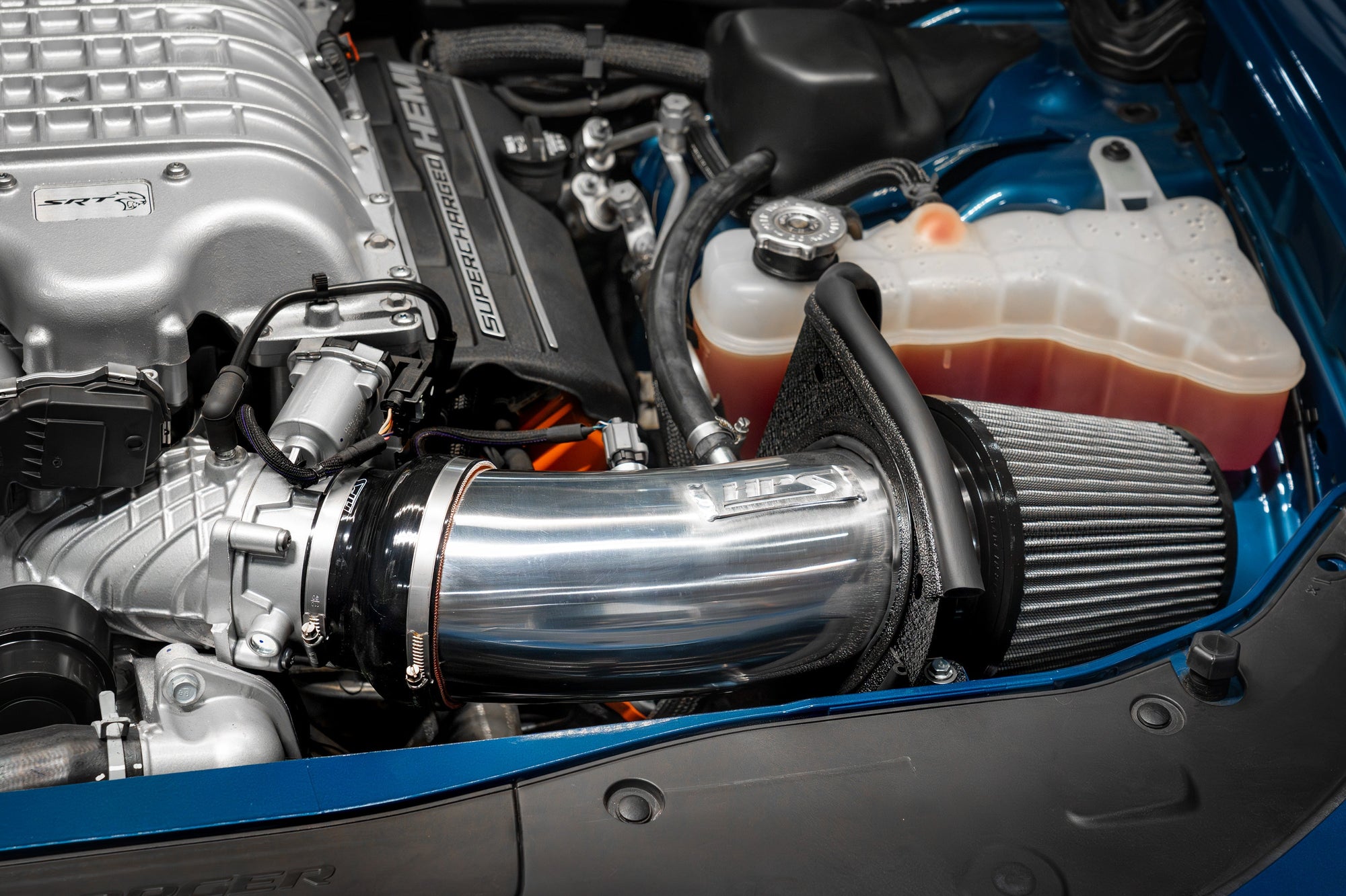 827-681BL HPS Blue Shortram Air Intake+Heat Shield For 19-23 Charger SRT Hellcat 6.2L V8