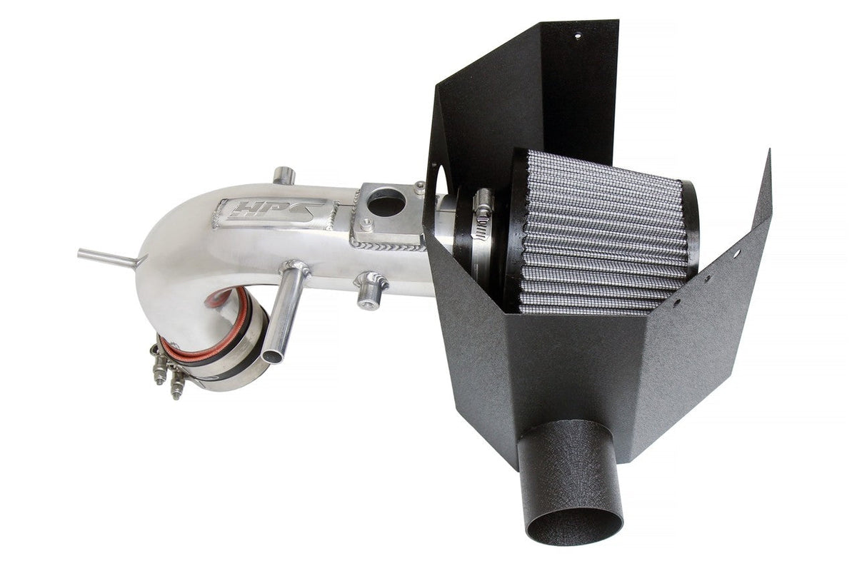 HPS Shortram Air Intake with Heat Shield for 12-17 Toyota Camry 2.5L XV50 SKU 827-691P, polished product view