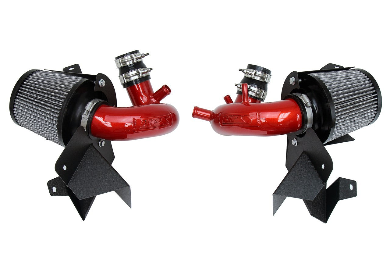 HPS Shortram Air Intake Heat Shield Kit for 19+ Genesis G70 3.3L V6 Twin Turbo SKU 827-703R, red product view