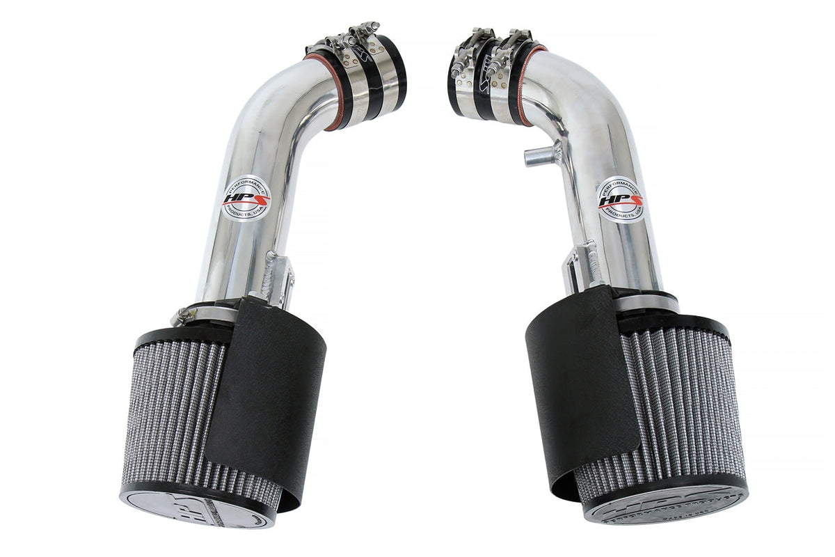 HPS Shortram Air Intake Heat Shield Kit for 08-13 Infiniti G37 / 09-22 Nissan 370Z 3.7L V6 Z34 SKU 827-706P, polished product view