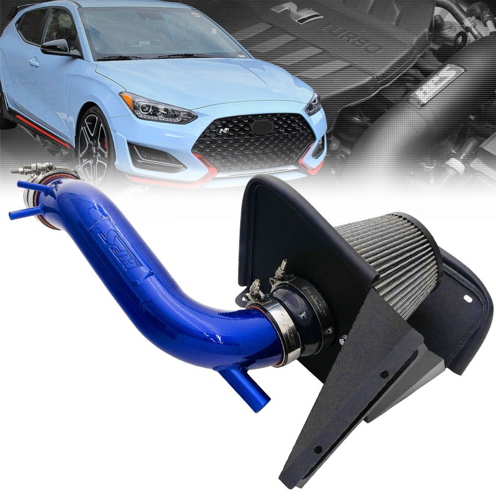 827-713BL HPS Blue Shortram Air Intake Kit w/Heat Shield For 19-22 Veloster N 2.0T JS