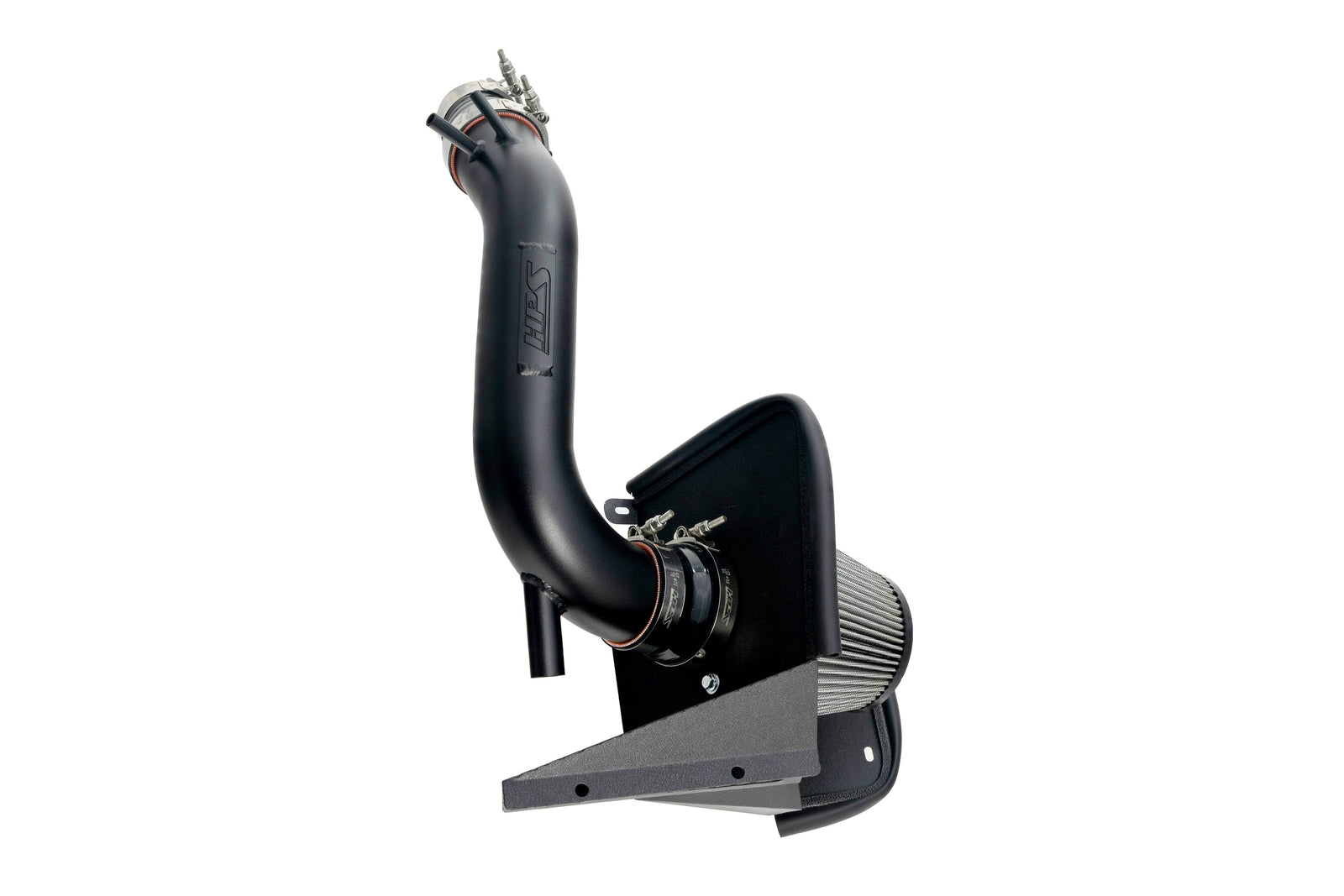 HPS Aluminum Shortram Air Intake Kit with Heat Shield for 19-22 Hyundai Veloster N 2.0L Turbo (JS) SKU 827-713WB, wrinkle black product view