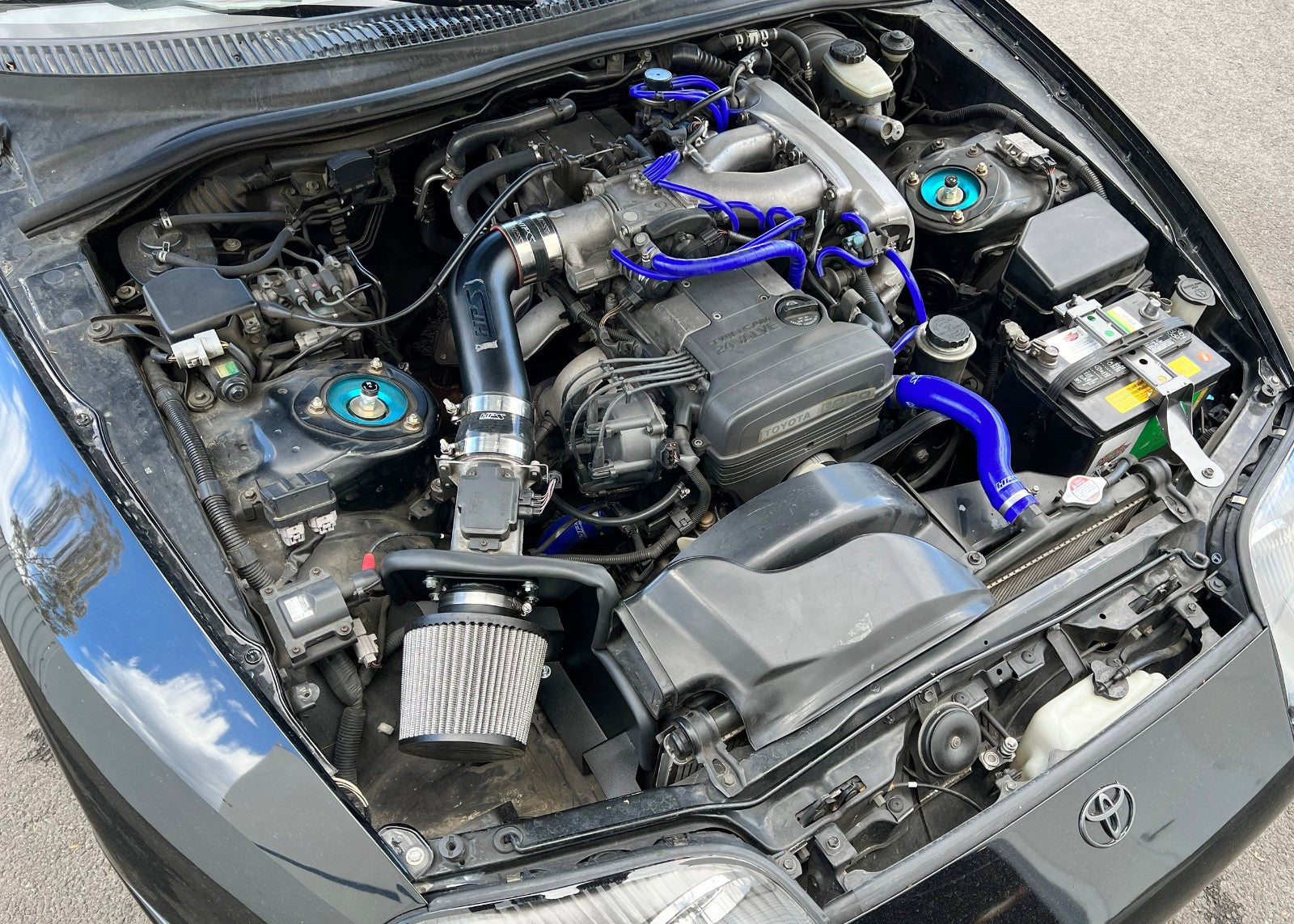 827-715BL HPS Blue Shortram Air Intake w/Heat Shield For 93-96 Toyota Supra 3.0L Non Turbo