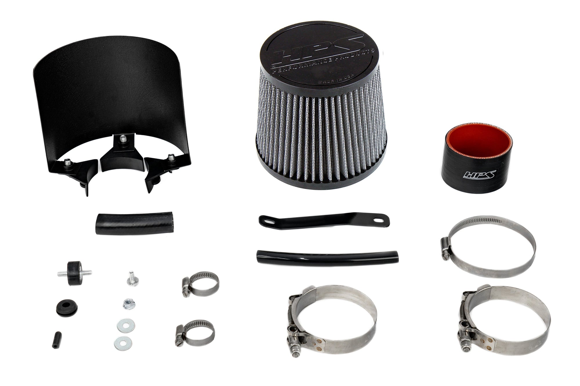 HPS 827-724R Polish Shortram Air Intake Kit w/Heat Shield