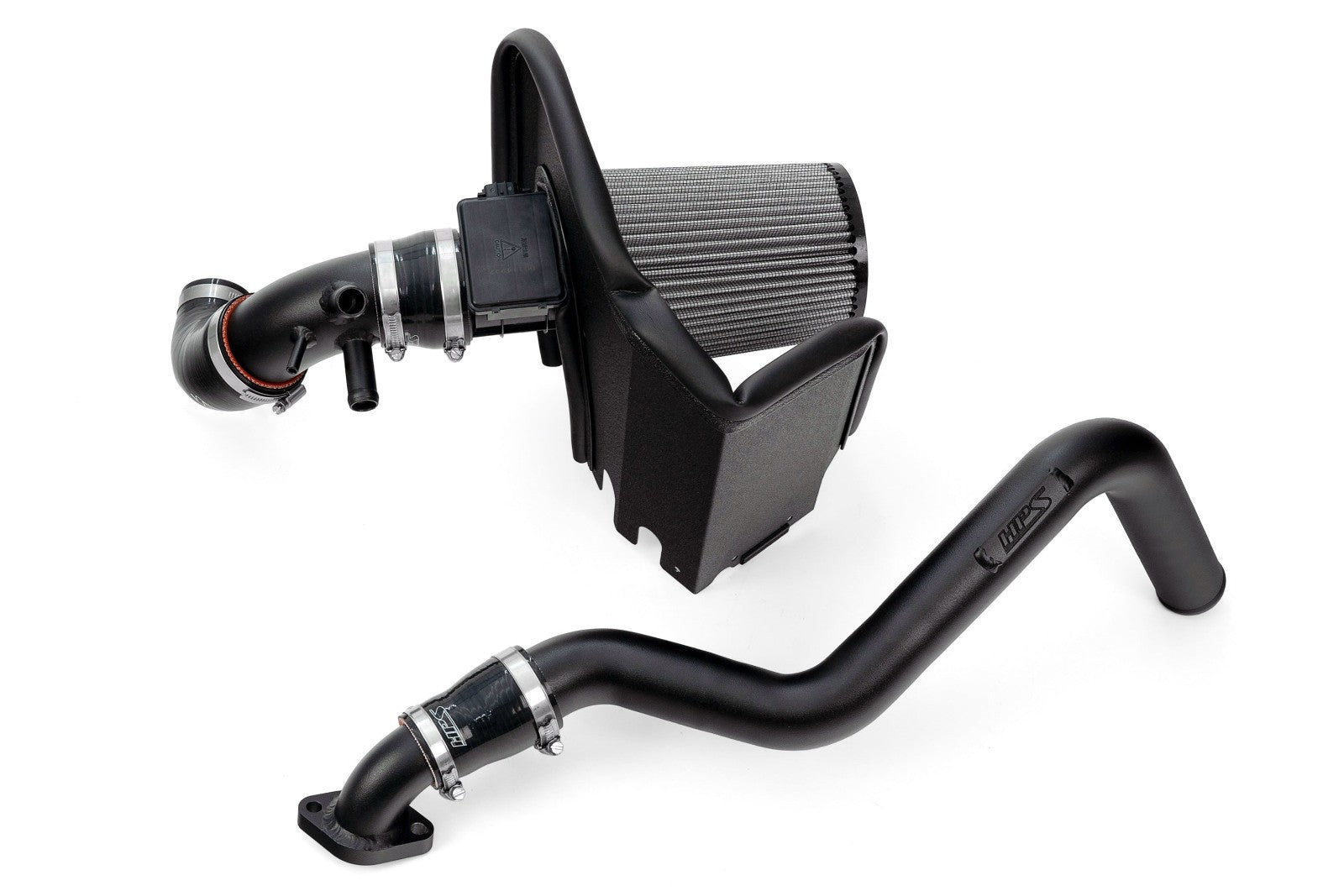 HPS Shortram Air Intake Heat Shield + Upper Charge Pipe Hot Side for 04-05 Mazda Miata Mazdaspeed 1.8 Tubro SKU 827-733WB, wrinkle black product view