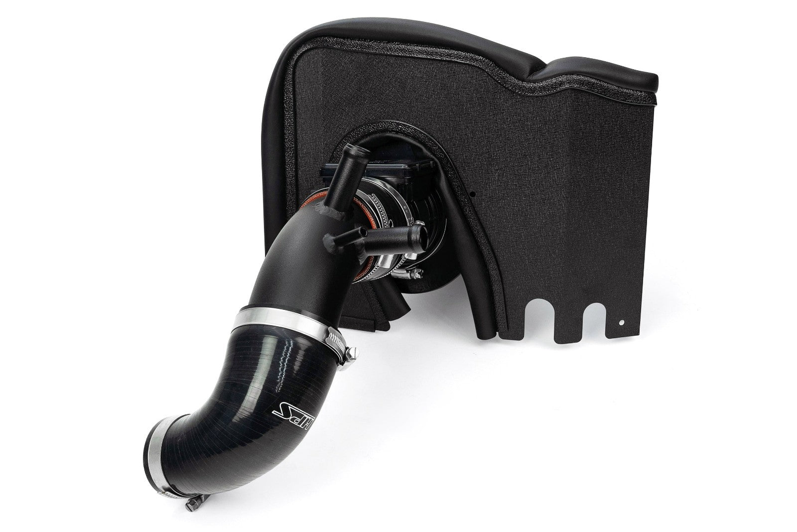 HPS Shortram Air Intake Heat Shield + Upper Charge Pipe Hot Side for 04-05 Mazda Miata Mazdaspeed 1.8 Tubro SKU 827-733WB, wrinkle black product view 3