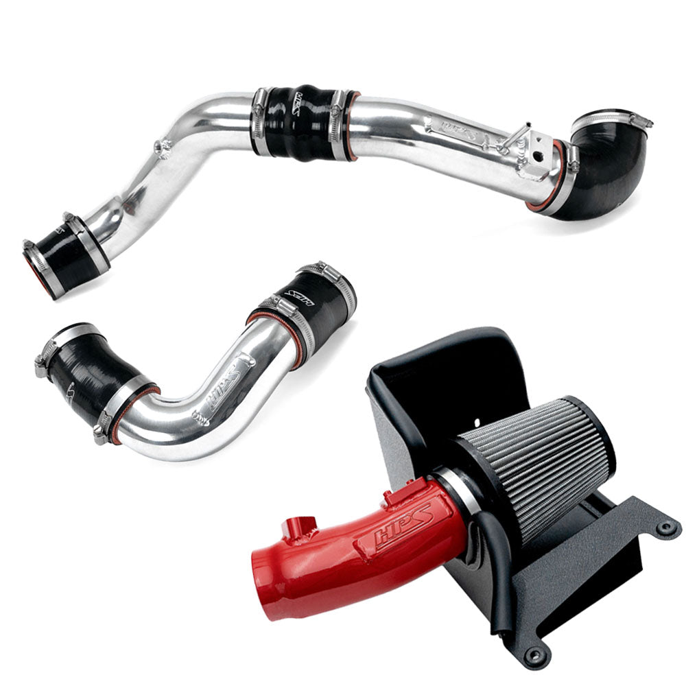 827-741R+17-156P HPS Red/Polish Air Intake+Charge Pipe Kit For Integra TypeS DE5/Civic TypeR FL5