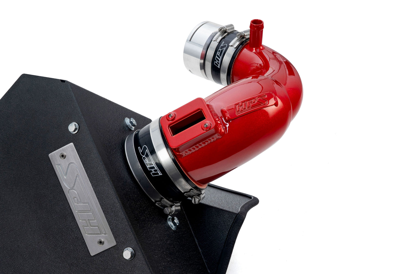 HPS Shortram Air Intake Heat Shield Kit for BMW 22+ M240i / 20+ M340i / 21+ M440i 3.0L Turbo B58 SKU 827-771R, red close-up product detail
