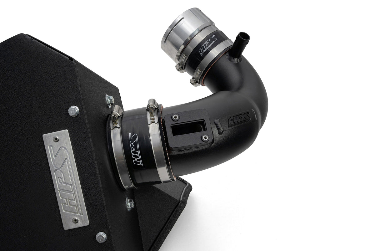 HPS Shortram Air Intake Heat Shield Kit for BMW 22+ M240i / 20+ M340i / 21+ M440i 3.0L Turbo B58 SKU 827-771WB, wrinkle black close-up product detail