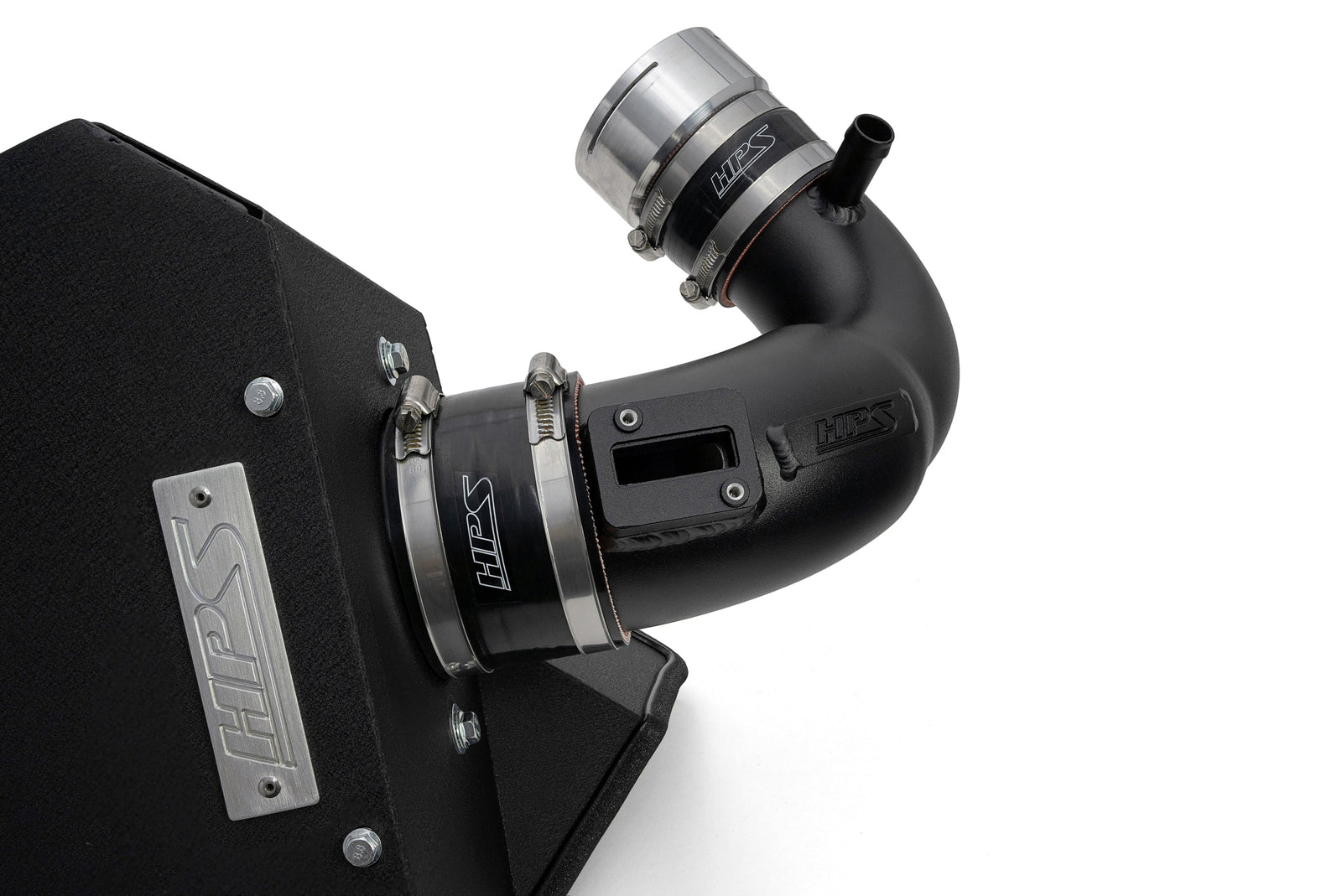 HPS Shortram Air Intake Heat Shield Kit for BMW 22+ M240i / 20+ M340i / 21+ M440i 3.0L Turbo B58 SKU 827-771WB, wrinkle black close-up product detail