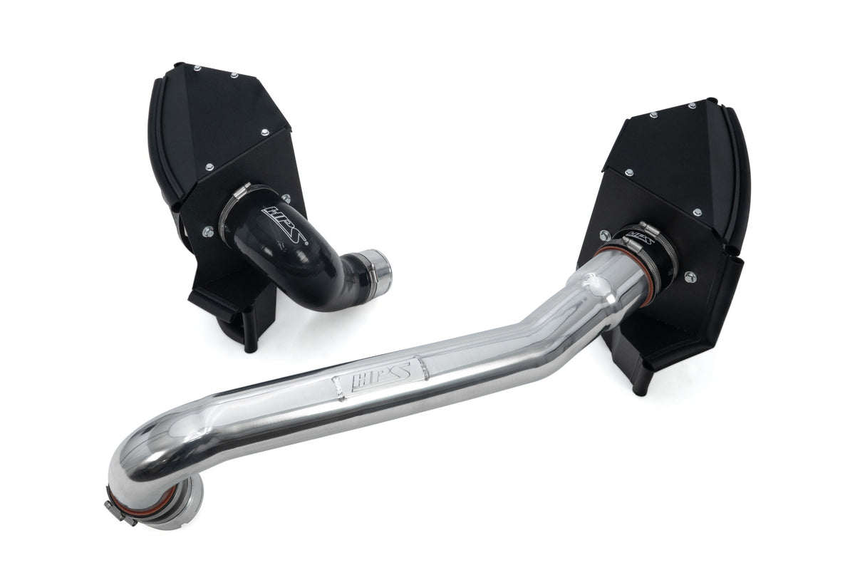 HPS Shortram Air Intake Heat Shield Kit for 21+ BMW M2 G87 / M3 G80 G81 / M4 G82 G83 3.0L S58 SKU 827-772P, polished product view