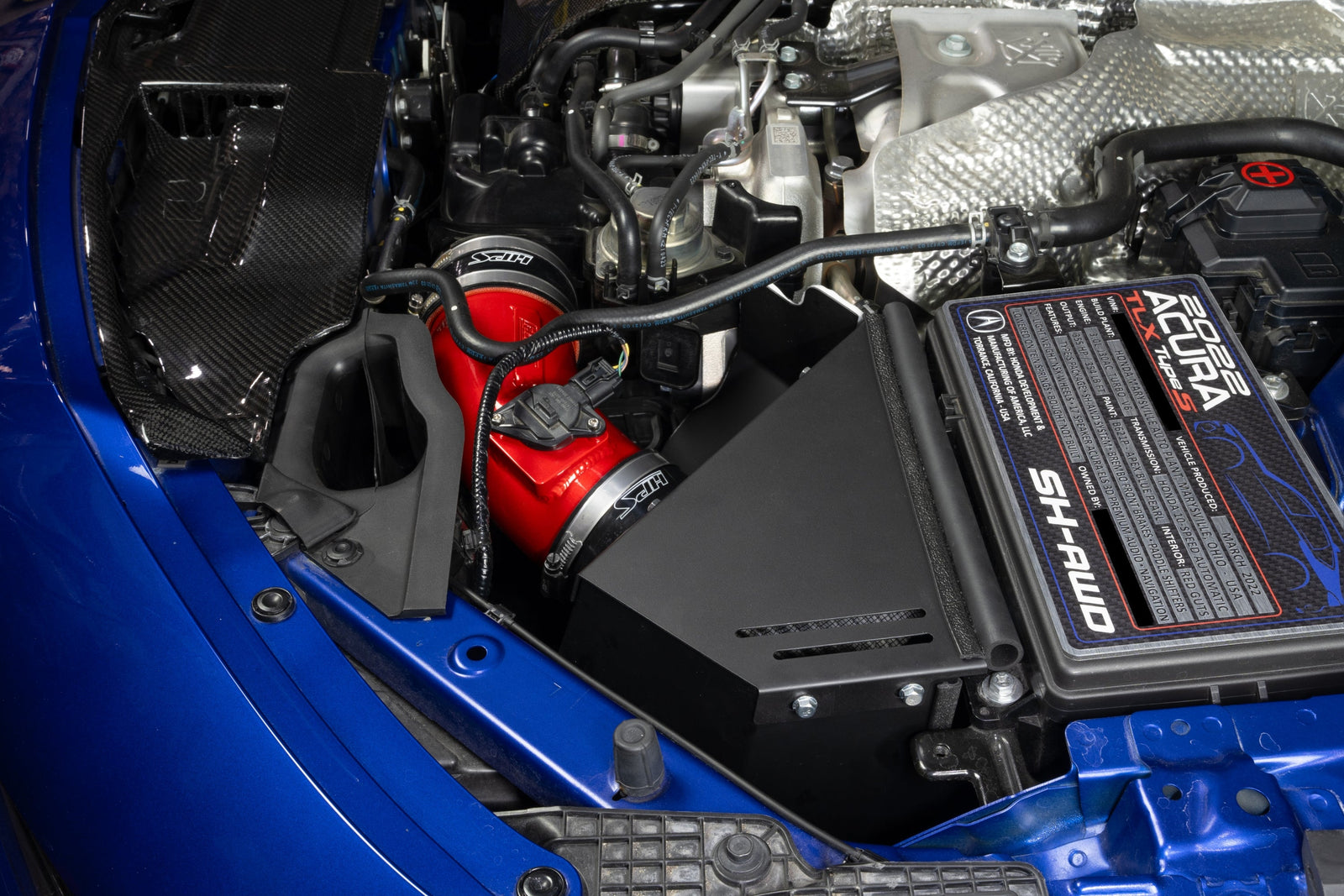 827-783BL HPS Blue Shortram Air Intake w/Heat Shield For 21-25 Acura TLX Type-S 3.0L Turbo