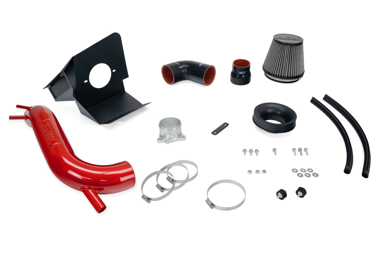 HPS Aluminum Shortram Air Intake & Turbo Inlet Kit for 19-22 Hyundai Veloster N 2.0T SKU 827-797R, included accessories and hardware