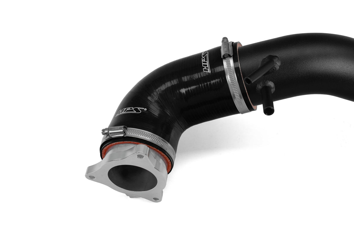 HPS Aluminum Shortram Air Intake & Turbo Inlet Kit for 19-22 Hyundai Veloster N 2.0T SKU 827-797WB, wrinkle black close-up product detail