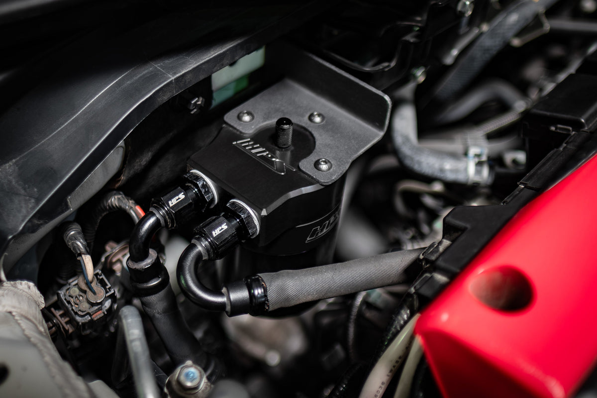 HPS-860-002WB HPS Black Oil Catch Can & Mount Bracket For 24+ Integra TypeS / 17+ Civic TypeR