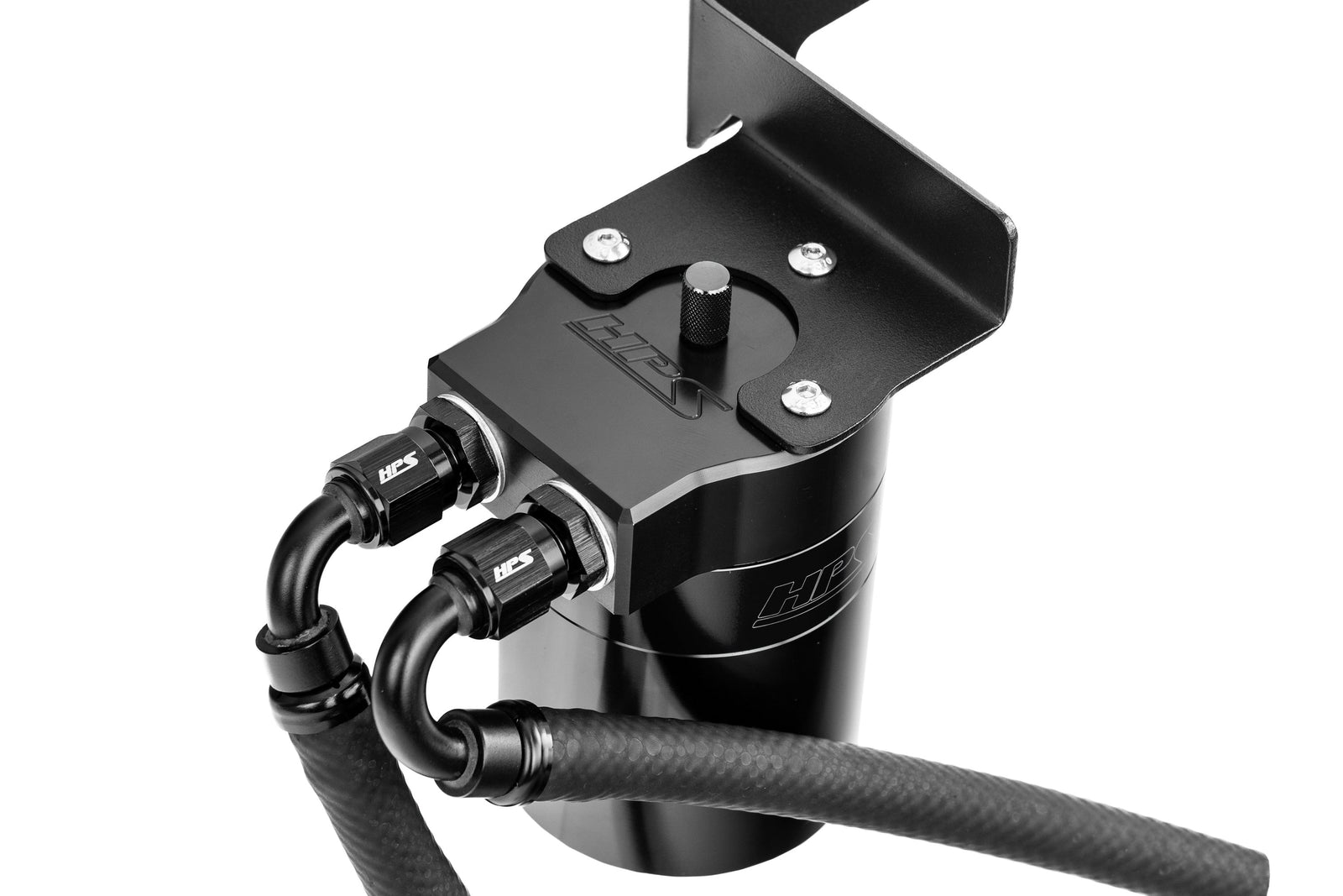 HPS-860-002WB HPS Black Oil Catch Can & Mount Bracket For 24+ Integra TypeS / 17+ Civic TypeR
