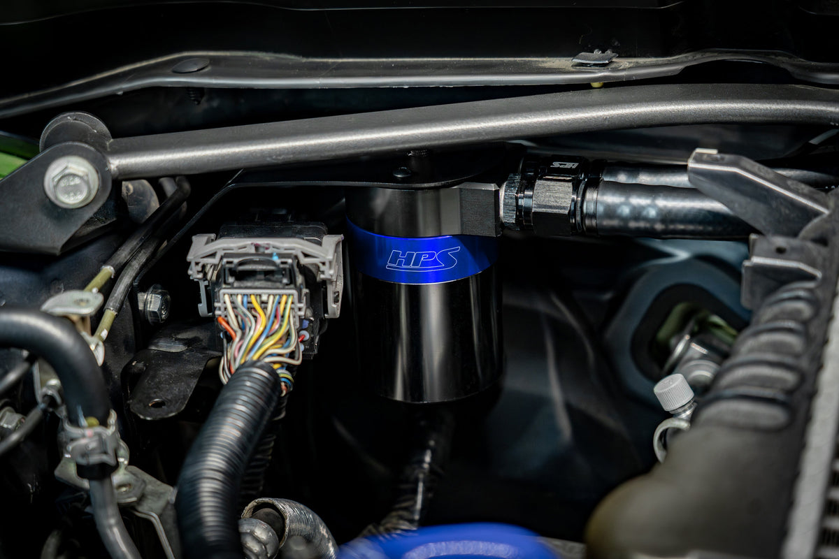 HPS-860-004BL HPS Blue Oil Catch Can & Mount Bracket For 08-14 WRX / 09-10 Impreza 2.5GT Turbo