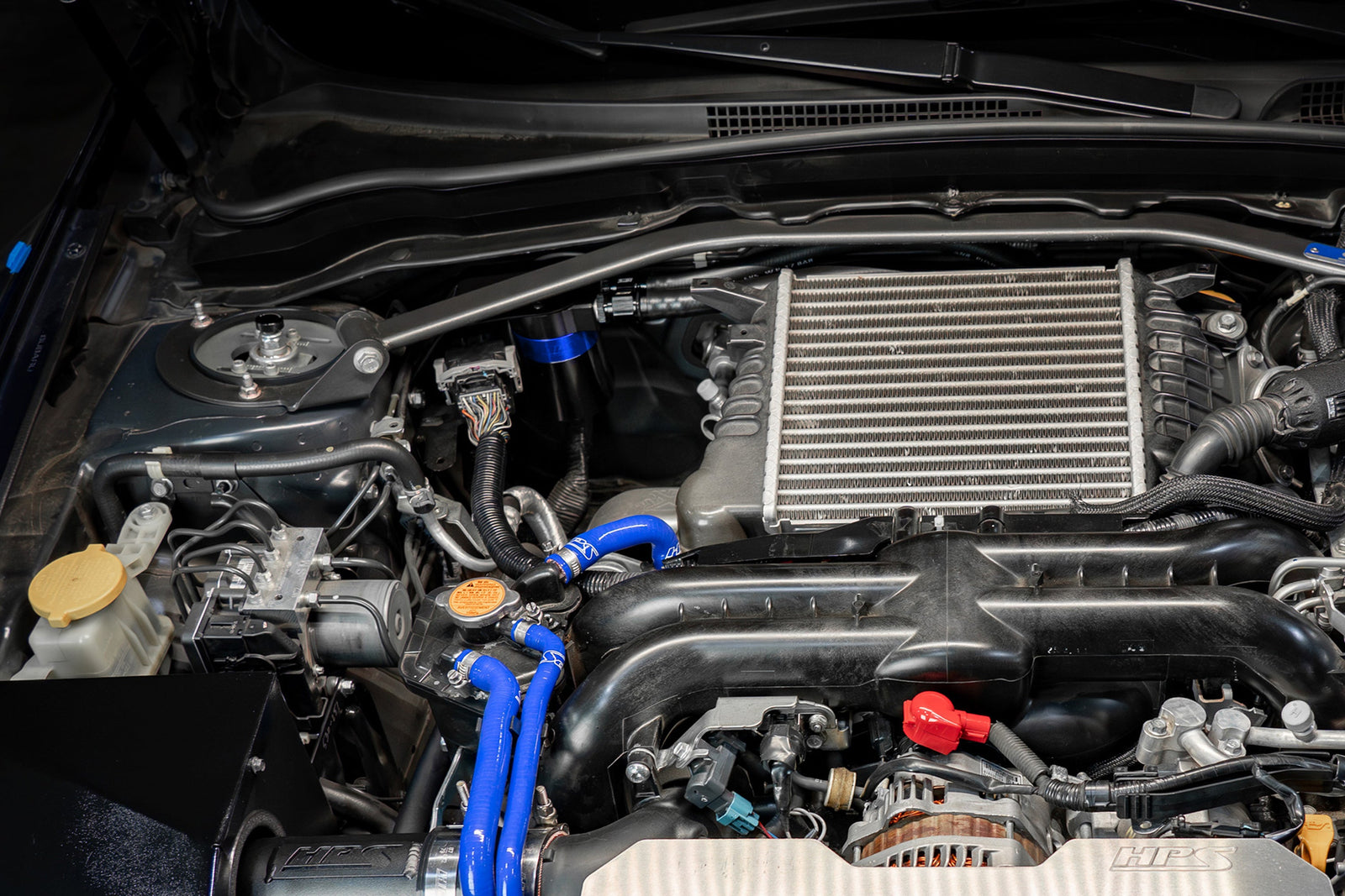 HPS-860-004BL HPS Blue Oil Catch Can & Mount Bracket For 08-14 WRX / 09-10 Impreza 2.5GT Turbo