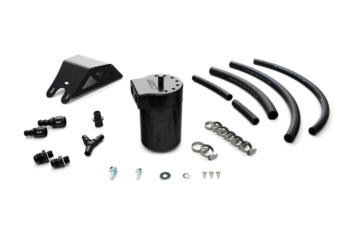 HPS-860-004WB HPS Black Oil Catch Can & Mount Bracket For 08-14 WRX / 09-10 Impreza 2.5 GT