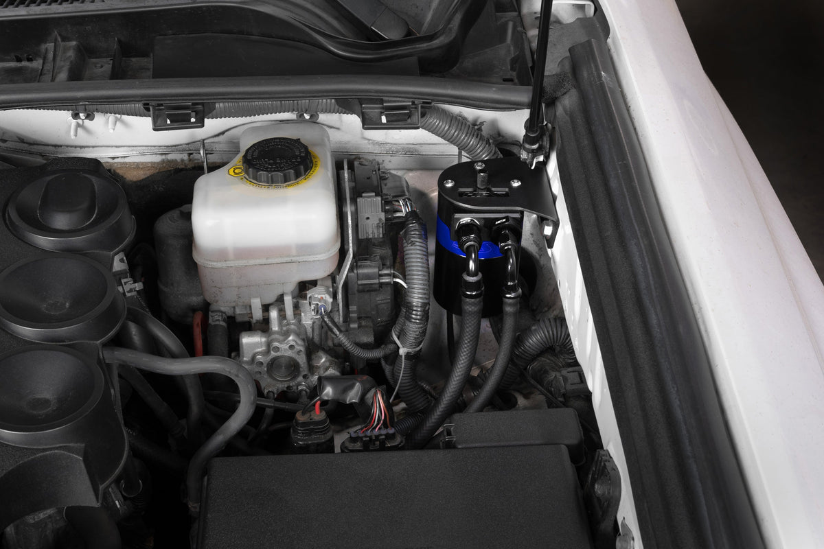 HPS-860-010BL HPS Blue 147ML Oil Catch Can Tank Mount Bracket For 10-24 Toyota 4Runner 4.0 V6