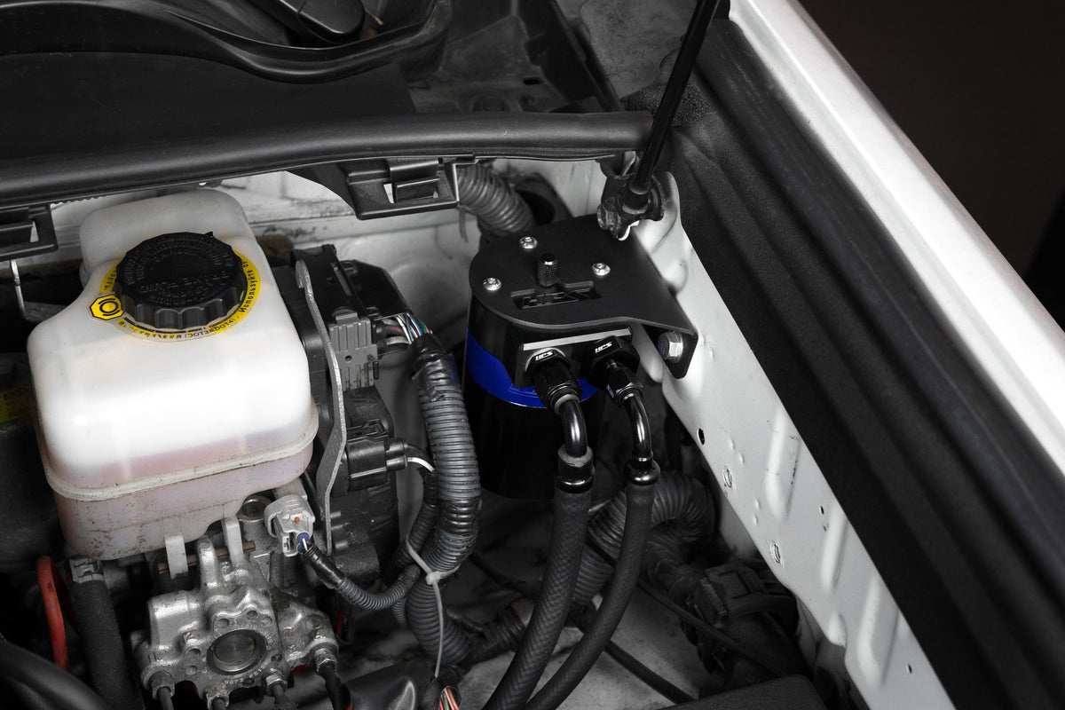 HPS-860-010BL HPS Blue 147ML Oil Catch Can Tank Mount Bracket For 10-24 Toyota 4Runner 4.0 V6