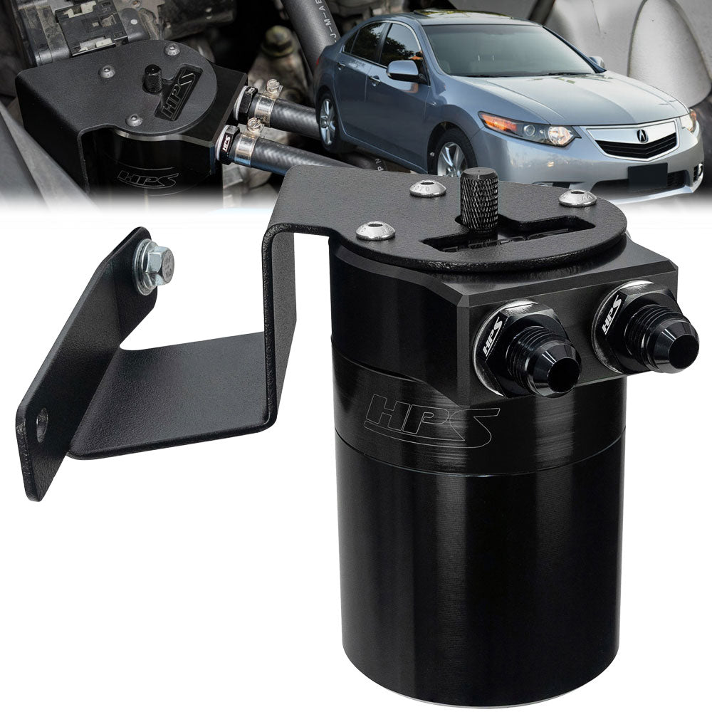 HPS-860-013WB HPS Black 147ML Oil Catch Can Tank Mount Bracket For 09-14 Acura TSX 2.4L CU2