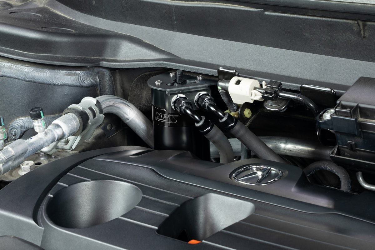 HPS-860-015WB HPS Black 147ML Oil Catch Tank w/Mount Bracket For 19-25 Acura RDX 2.0L Turbo