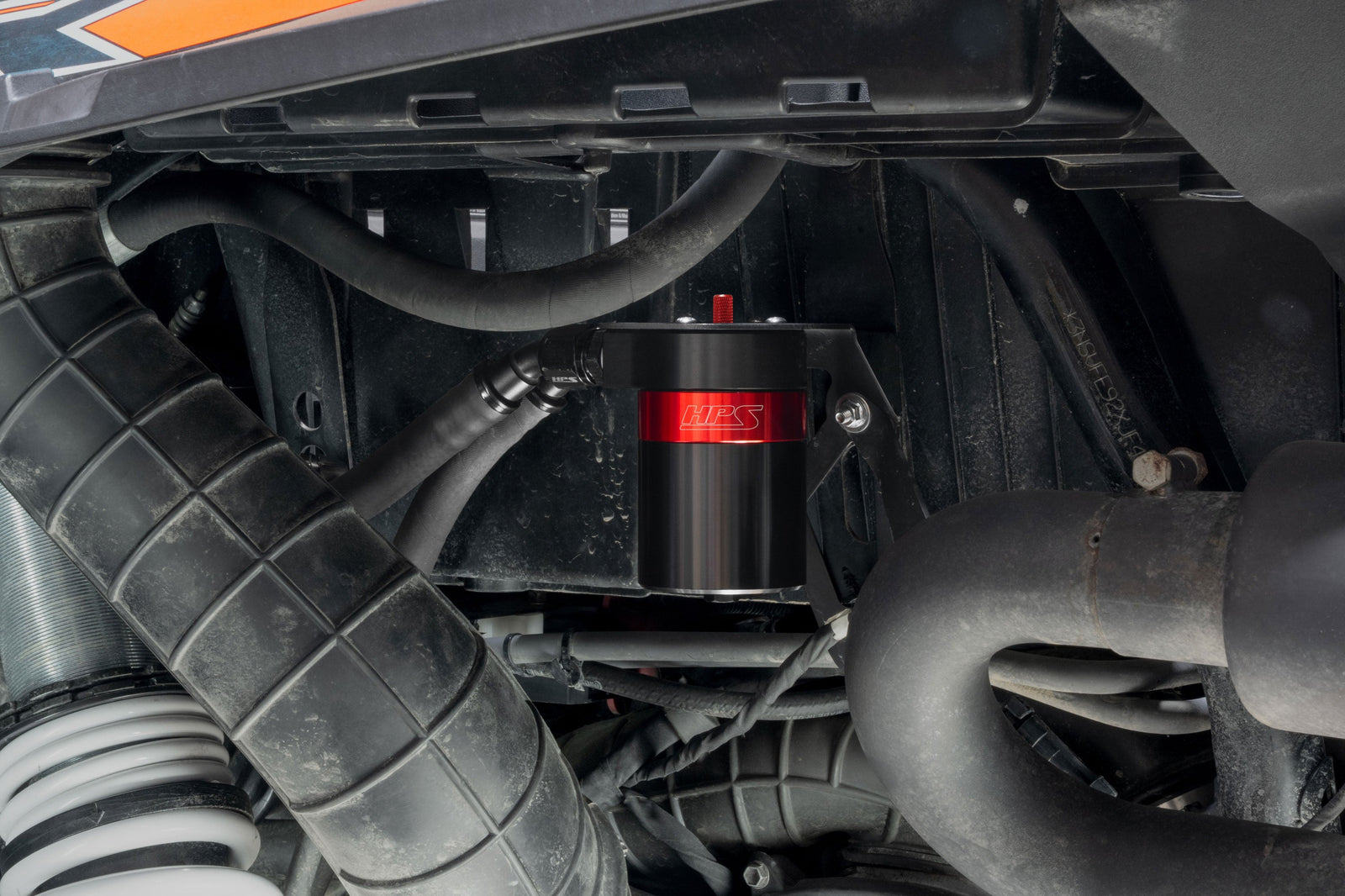 HPS-860-023 HPS Red 147ML Oil Catch Can w/Bracket For 21-22 Polaris RZR Turbo / 16-20 RZR XP