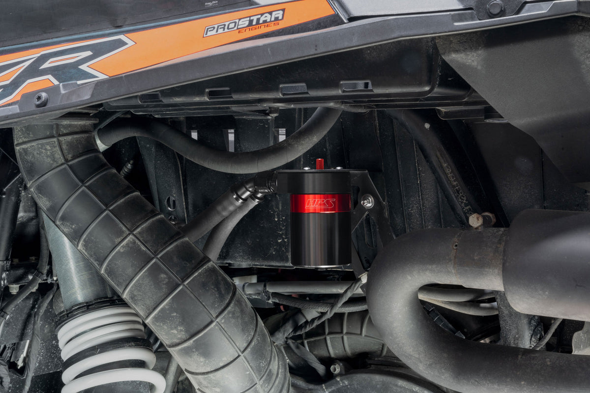 HPS-860-023 HPS Red 147ML Oil Catch Can w/Bracket For 21-22 Polaris RZR Turbo / 16-20 RZR XP