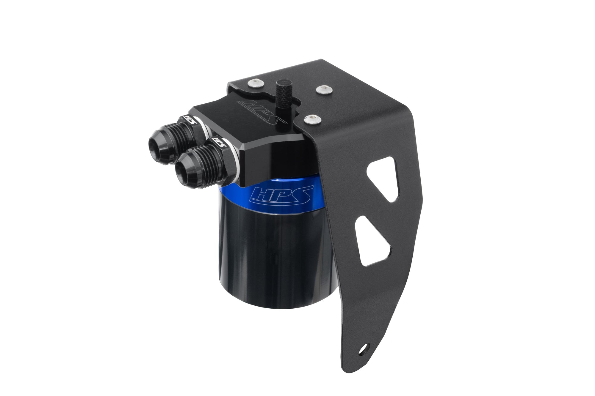 HPS-860-024BL HPS Black/Blue Oil Catch Can+Mount Bracket For 24+ Land Cruiser/Tacoma 2.4 Turbo