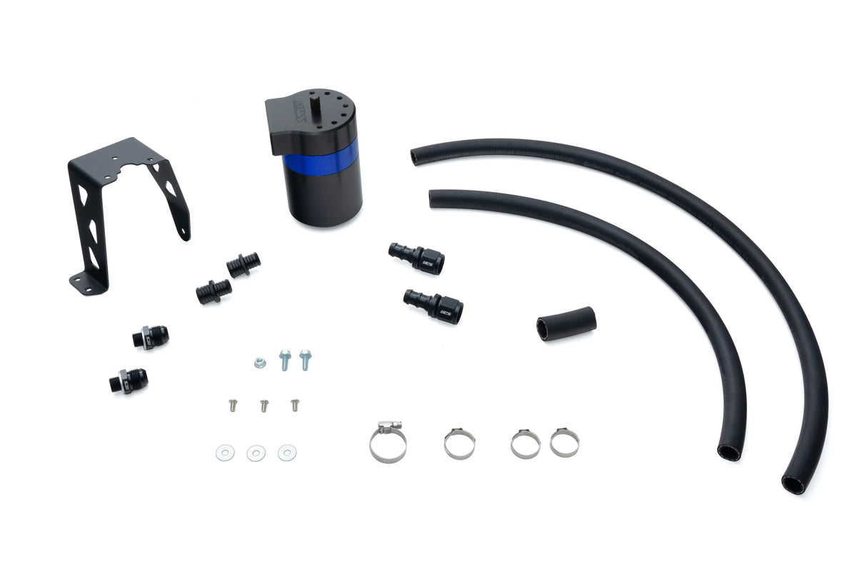 HPS-860-024BL HPS Black/Blue Oil Catch Can+Mount Bracket For 24+ Land Cruiser/Tacoma 2.4 Turbo
