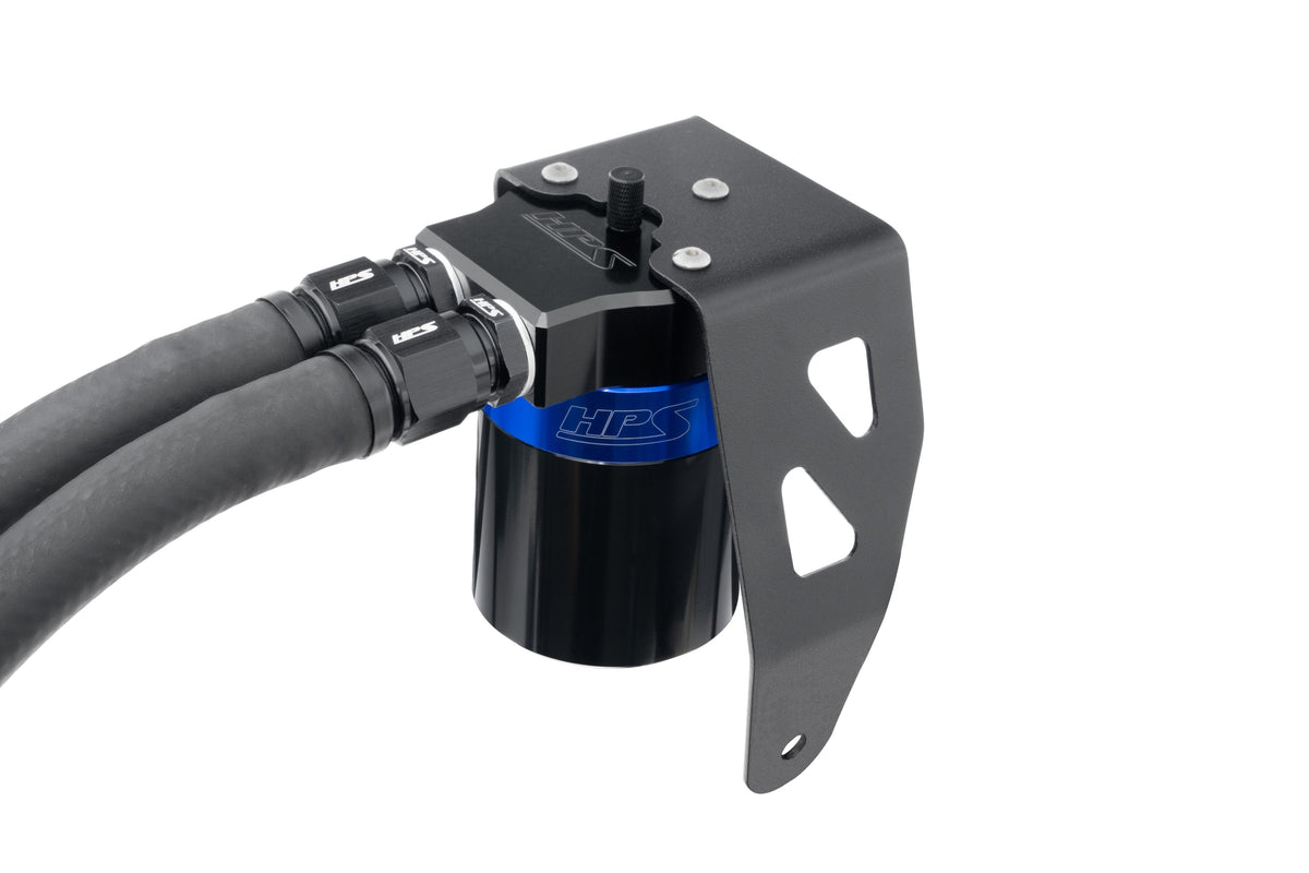 HPS-860-024BL HPS Black/Blue Oil Catch Can+Mount Bracket For 24+ Land Cruiser/Tacoma 2.4 Turbo