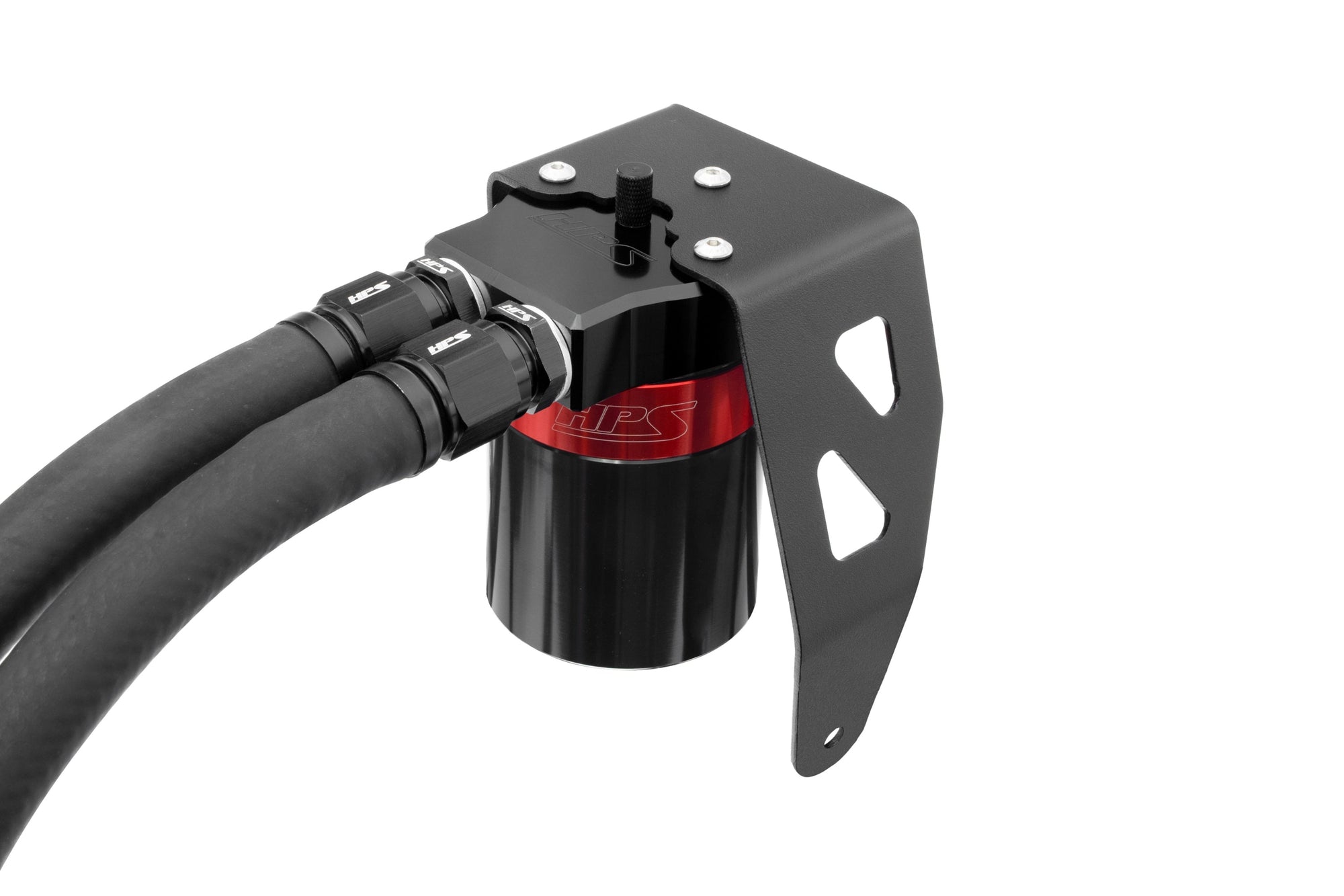 HPS-860-024 HPS Black/Red Oil Catch Can+Mount Bracket For 24+ Land Cruiser/Tacoma 2.4L Turbo